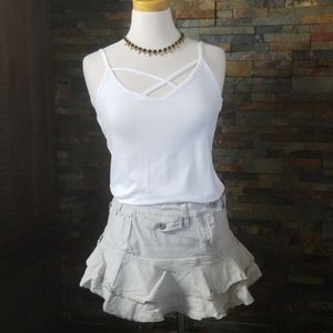 Tan Cascade Mini Skirt